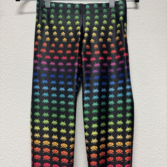 New Blackmilk Space Invaders Retro Video Game Leggings Small Rainbow - Picture 1 of 3